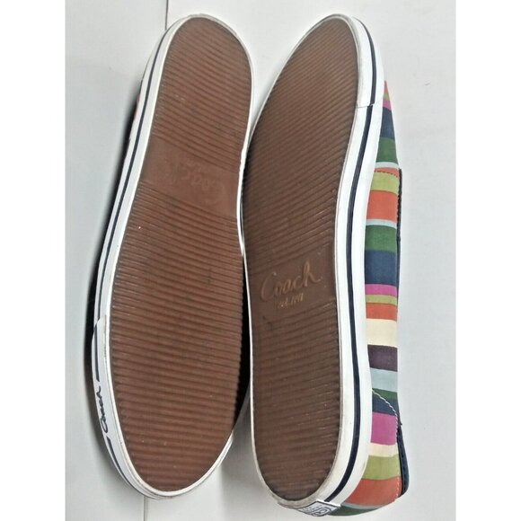 Coach Abbe shoes loafers slip-on multicolor Striped Canvas Women's 8B flats - Picture 6 of 10